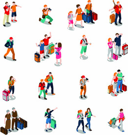 旅行出行卡通人物插画