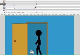 火柴人门口踢球射向屏幕12秒动