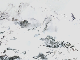 大理石水墨山水画