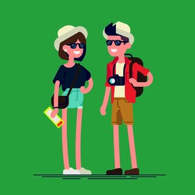 旅行卡通人物插画