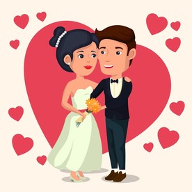 结婚卡通人物插画