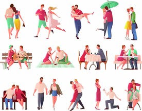 热恋情侣卡通人物插画