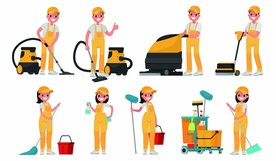 清洁工卡通人物插画