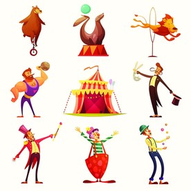 马戏团卡通人物插画