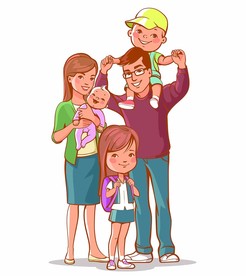 幸福一家卡通人物插画