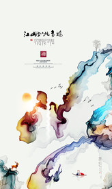 新中式 无框画 写意画 抽象画