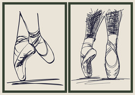 矢量手绘芭蕾脚部特写