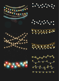 唯美彩灯灯泡装饰设计元素