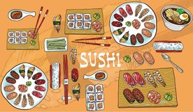 手绘日本料理寿司