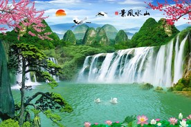 新中式山水装饰画背景墙