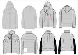 短款男装羽绒服款式图矢量图模板