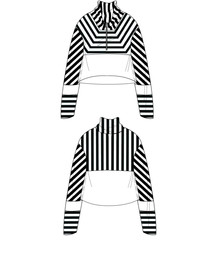 条纹高领T恤AI款式图模板素材