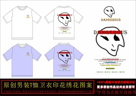 原创恶搞骷髅头人脸T恤印花图案