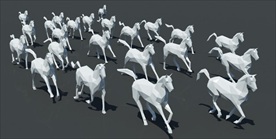 23个姿势低面多边形马3D模型