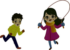 寒假生活 卡通男孩女孩