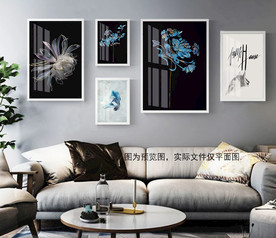 黑白花卉轻奢北欧多联装饰画