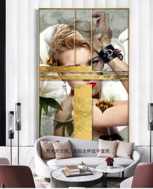 金箔美女北欧装饰画