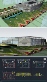博物展馆草图SU模型含CAD