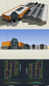 工业厂房建筑草图SU模型CAD