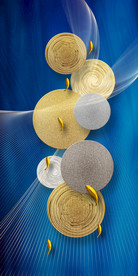 立体新中式抽象圆盘玄关背景墙