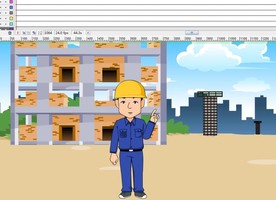 建筑工人在工地上讲解安全事项