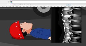 施工人员失足高空下坠动画54秒