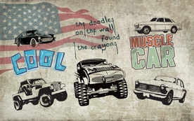 手绘汽车背景墙装饰画