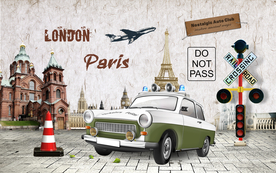 手绘欧式复古装饰画背景墙