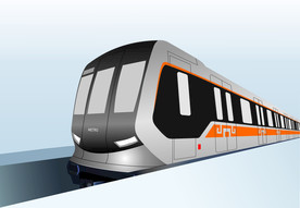 地铁列车矢量立体图 黑白灰橙色