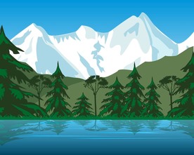 冰山树林插画插图