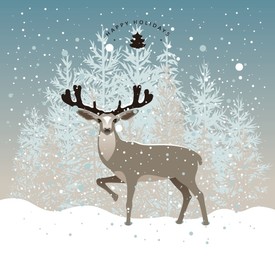 冰天雪地麋鹿插画插图