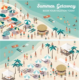 阳光浴插画插图