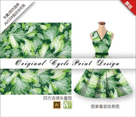 矢量手绘线条花朵抽象印花