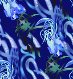 花叶 蓝底花 叶子