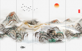 大型山水国画 山水壁画