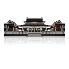 中式古典大殿建筑宫殿剪影