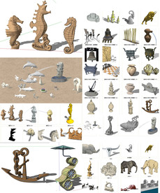 广场雕塑装饰模型