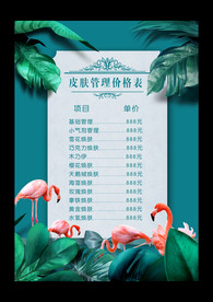 美容皮肤管理价目表