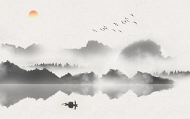 家装山水画 山水壁画 山水壁纸