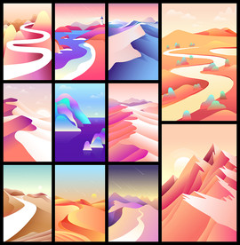 矢量简约山体艺术设计