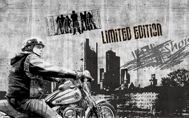 复古黑白手绘城市机车背景墙