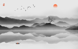 原创山水画 山水壁画