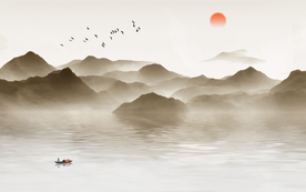 禅意意境山水画 山水壁画