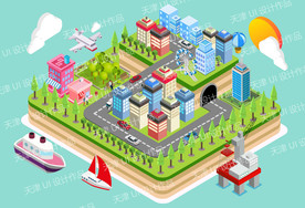 扁平化立体插画