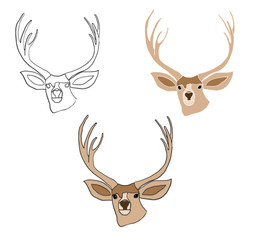 ai矢量动物鹿头像鹿角创意图形