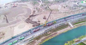 实拍建设中的祖国大地绿化生态园