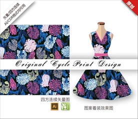 矢量线条欧式古典花朵图案