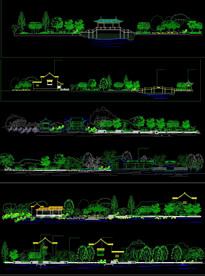 岸边园林绿化立面图