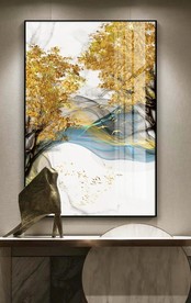 发财树线条抽象无框画