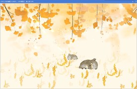 手绘银杏叶森林鹿壁画背景墙图片